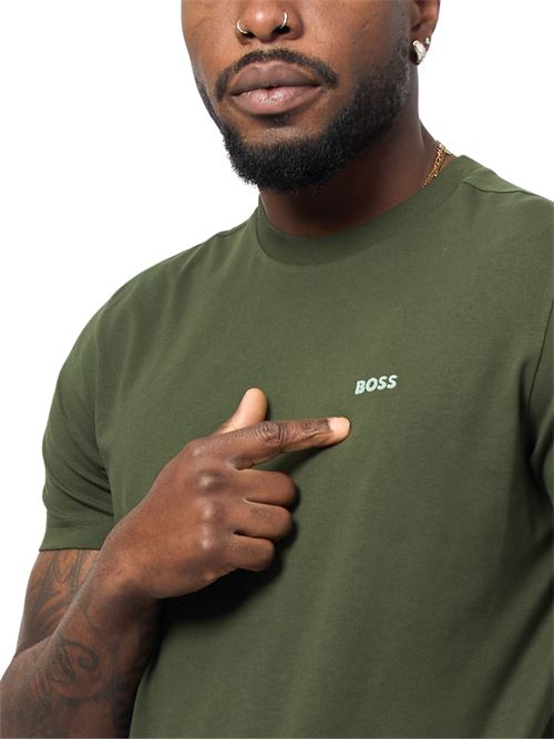 T-shirt uomo verde in cotone Boss Green | 50506373355